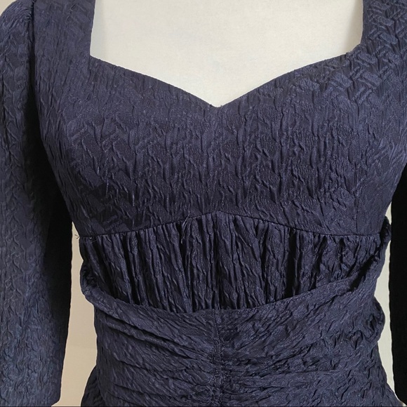 Incredible Vintage Oscar de la Renta Crepe Dark Navy Dress - Picture 4 of 11